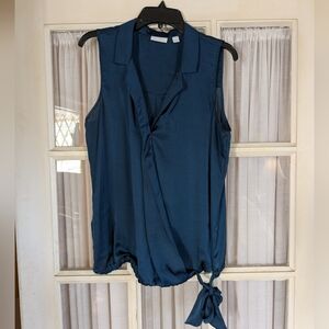 New York & Company Navy Sleeveless Blouse